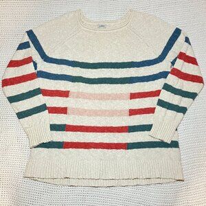 L.L.Bean Women’s XL Cotton Sweater Stripe Colorblock Pullover Long Sleeve Crew